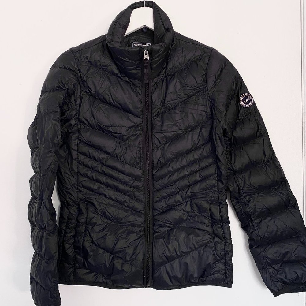 A&F Black Light Zip-Up Down Puffer Jacket